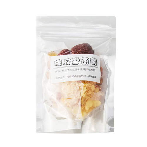 Popular online platform Xiaohongshu (Little Red Book) style: Peach Gum, Snow Bird's Nest, Soapnut Seeds, Red Dates, Goji Berries, and White Fungus Soup for wholesale with drop shipping.