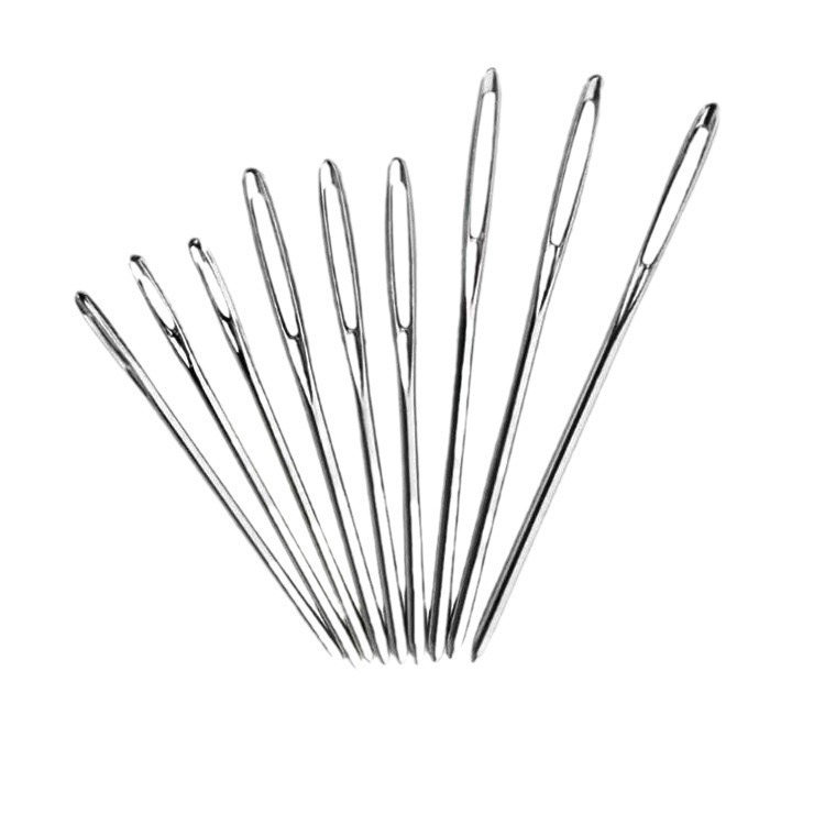 9pcs conjunto de botellas de aguja transparente tubo bordado hilo de lana aguja de suéter cabeza roma aguja de lana de ojo grande dorado