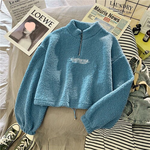Women's Fashion Thick Fleece Hooded Sweatshirt, Winter New Arrival Cashmere Sweatshirt, Loose Korean Style Long Sleeve Hooded Top