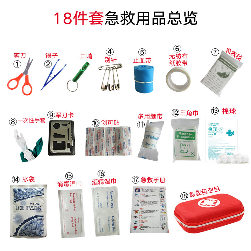 急救包人防应急包户外家庭医用急救箱儿童车载便携收纳15件套批发-阿里巴巴