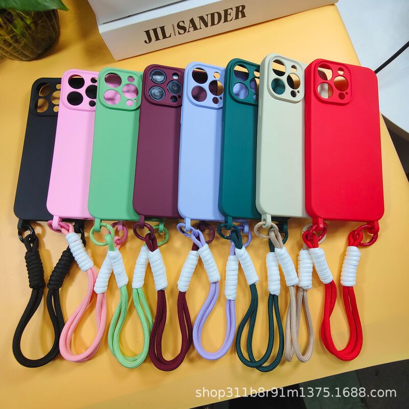 Solid Color Wrist Lanyard Suitable for iPhone15pro Phone Case Apple 14 New 13 Women 12 Portable Wristband 11