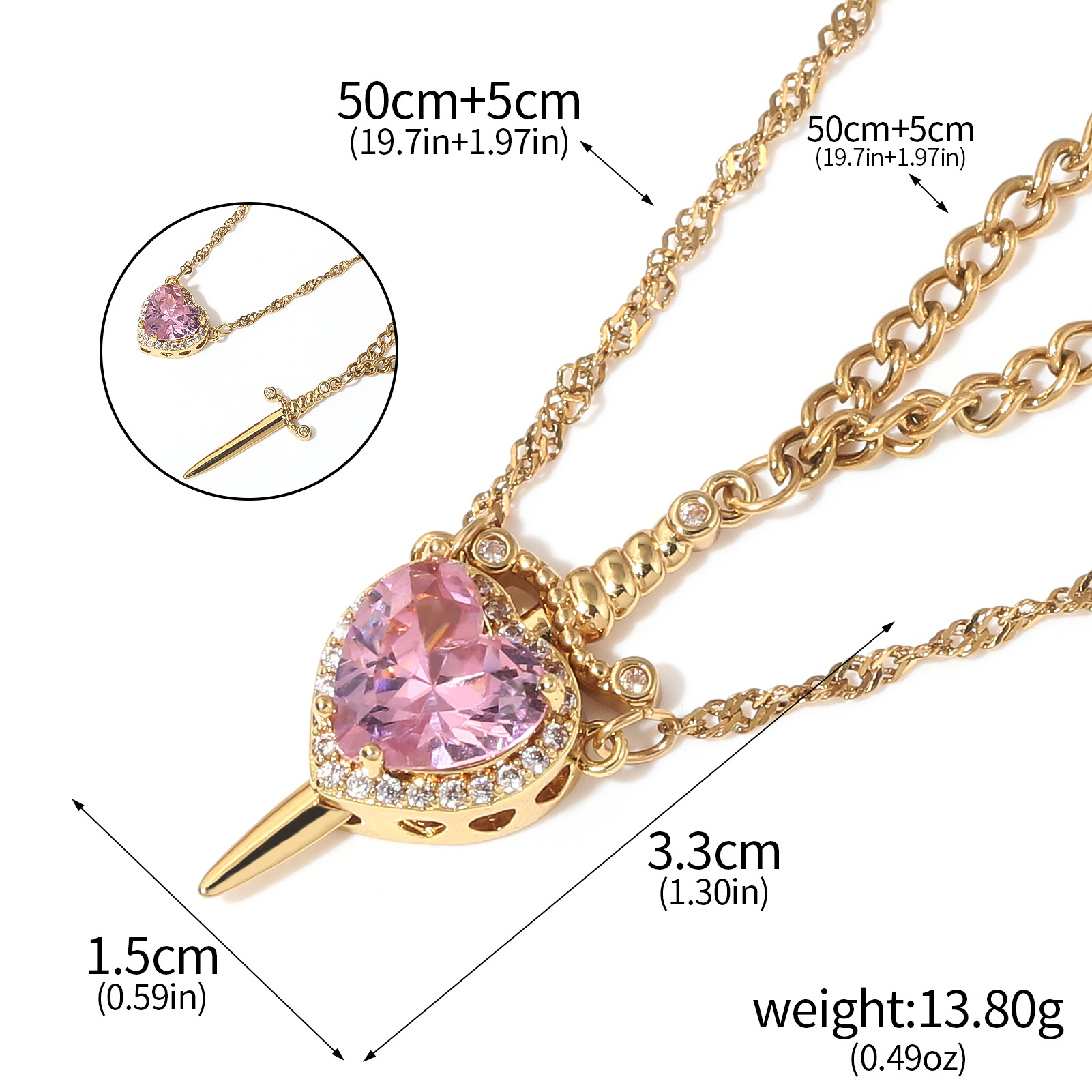 1 Piece Quantity Elegant Modern Style Heart Shape Iron Copper Chain-free Pendant Necklaces Wholesale