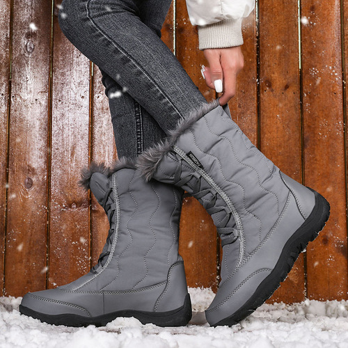 Cross-border winter outdoor anti-ski boots for women in Northeast Snow Country plus velvet and thickening to keep warm ski large cotton shoes wholesale