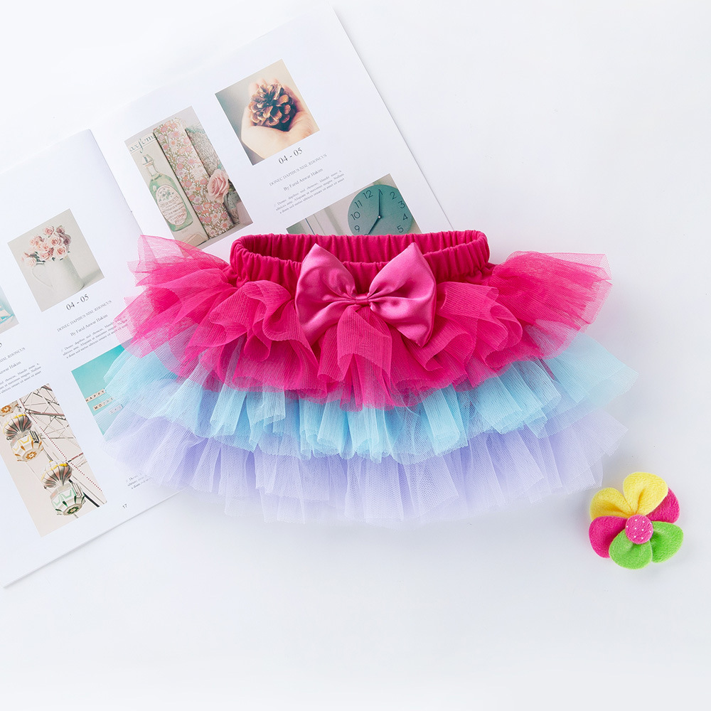 Bebé vestido de verano de dos colores sólidos vestido de seis capas 0 - 2 años vestido de bebé vestido de princesa al por mayor