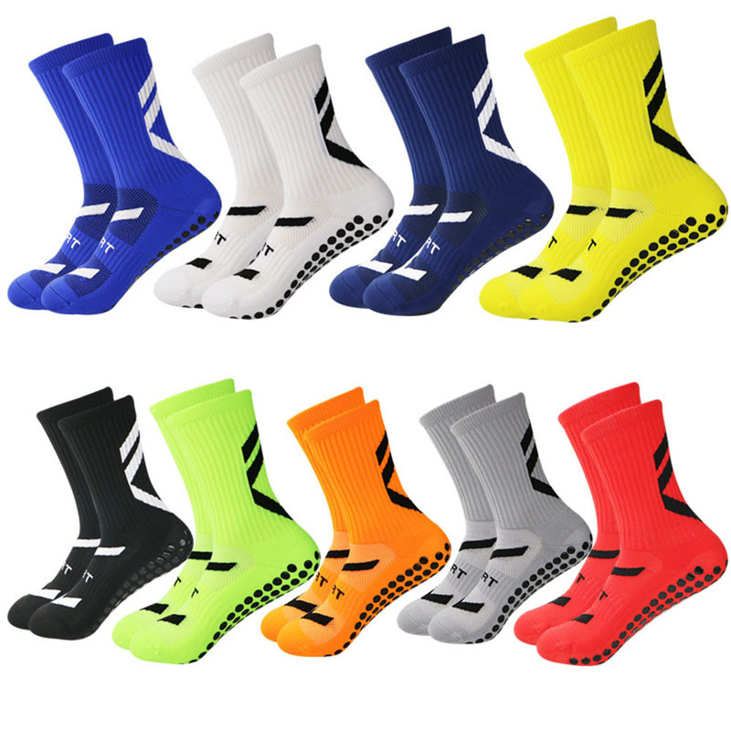 Anti Slip Men's Football Socks Youth Boys Sports Grip Crew Socks Black White Blue High Quality