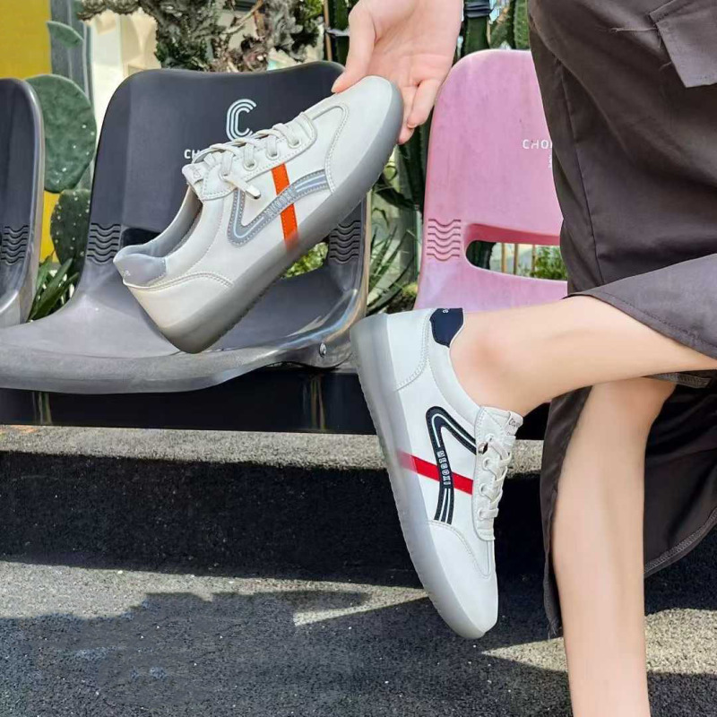 跨境真皮厚底小白鞋女2025年秋季新款阿甘鞋学生休闲鞋百搭女鞋|undefined
