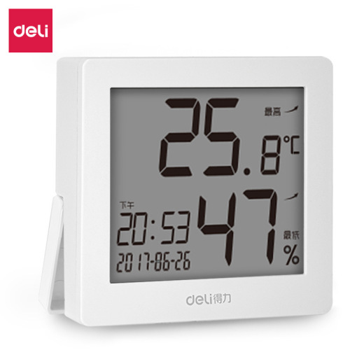 Deli indoor temperature and humidity large thermometer stainless steel hygrometer household electronic Bluetooth thermometer and hygrometer