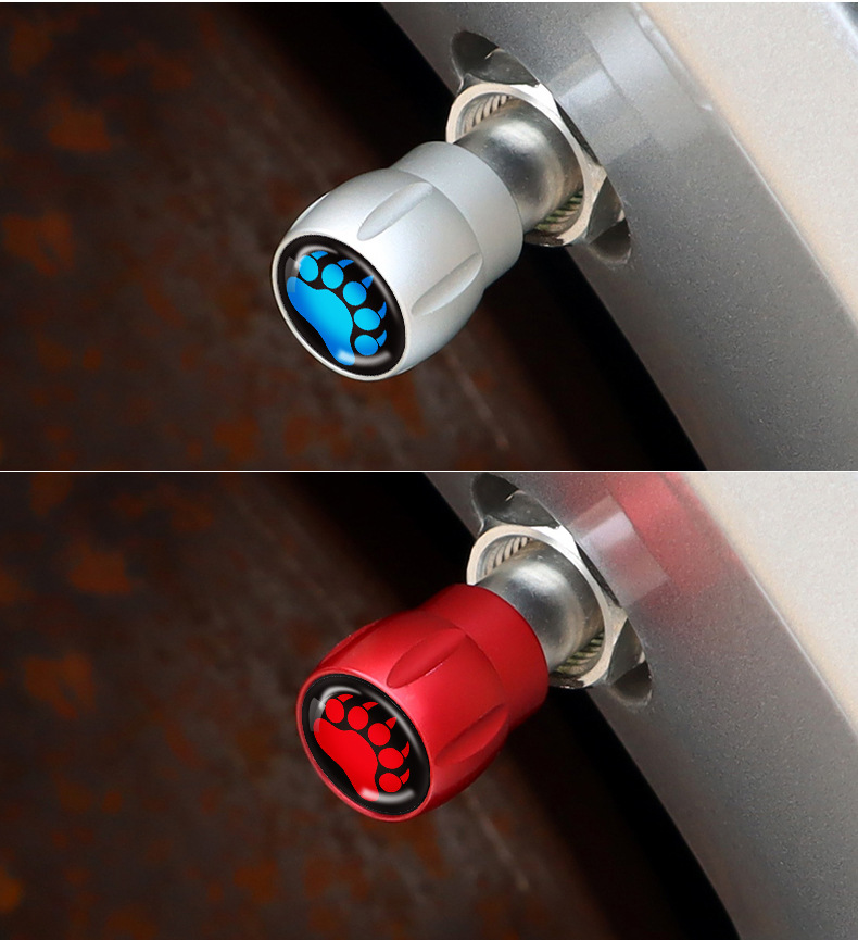 Neutral Valve Core Cover Aluminum Alloy Car Tire Bear Footprint Valve Cap Decorative Protective Cover with Various Pictures