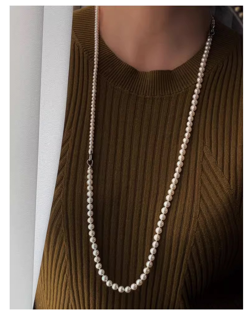 Dubbellaagse parelketting voor dames elegante hanger ketting_voghion.com