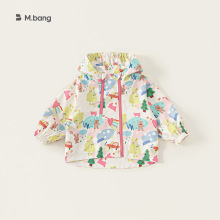 宥宝童装新款秋季儿童上衣卡通涂鸦连帽衣服女童冲锋衣秋款外套