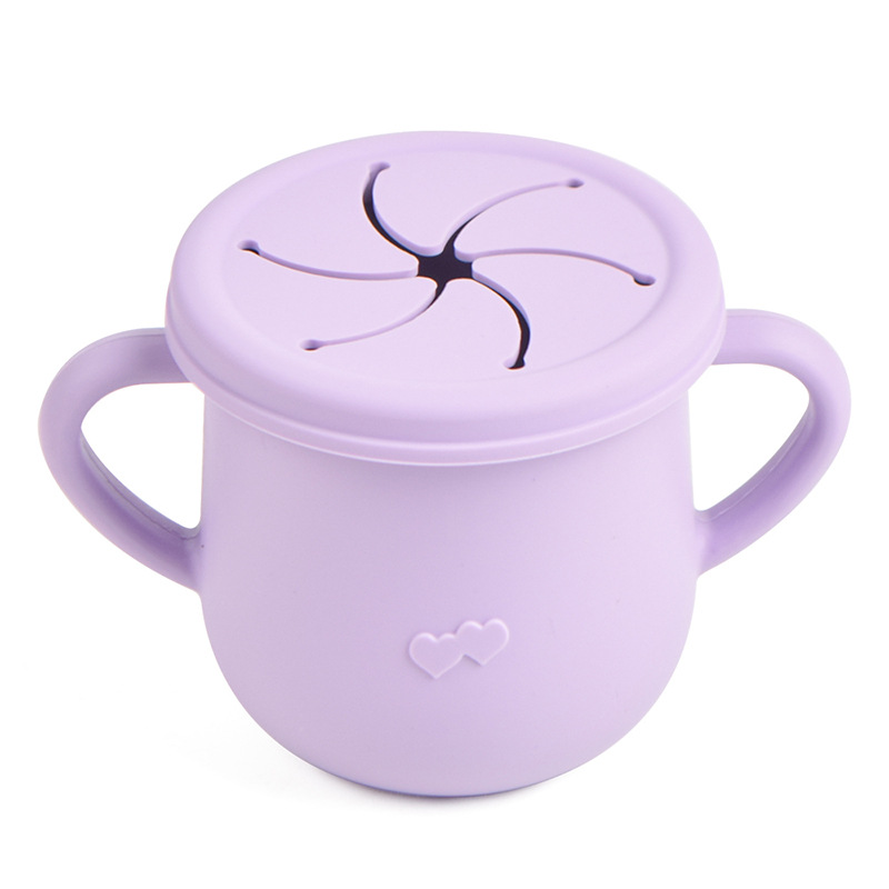 Silicona de grado alimenticio para niños snack Cup mango binaural portátil resistente a la caída con taza de paja de bebé taza de bebida de silicona