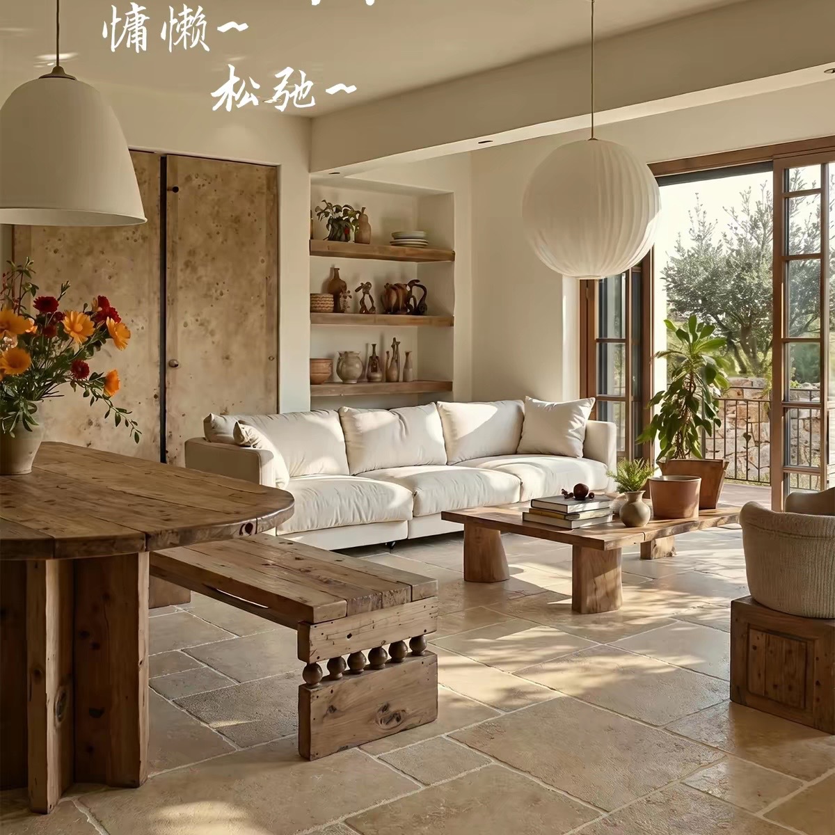 托斯卡纳风莱姆石古堡砖客厅民宿花园地砖餐厅庭院服装店地板瓷砖