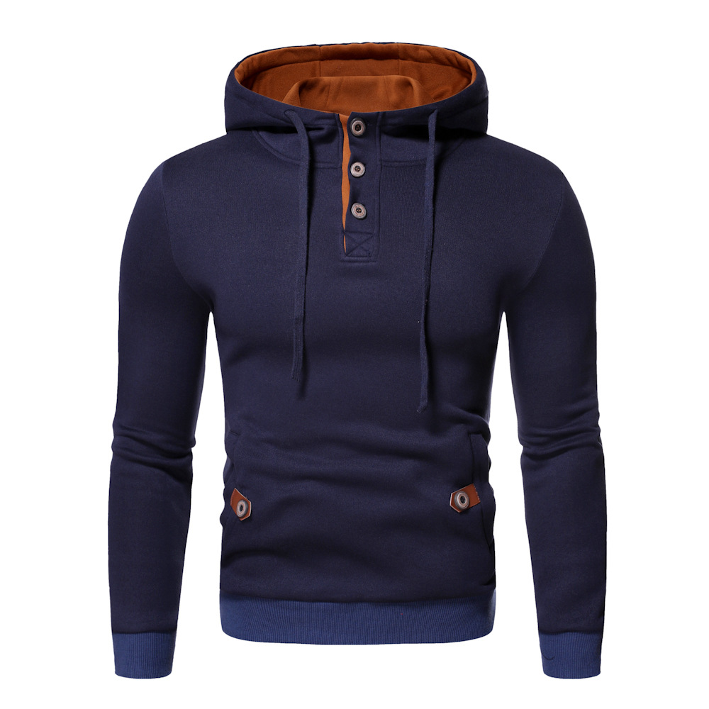 24 Nuovi arrivi Autunno/Inverno: Felpa con cappuccio dal design aperto e decorata con bottoni, taglia grande, pullover color-block_voghion.com