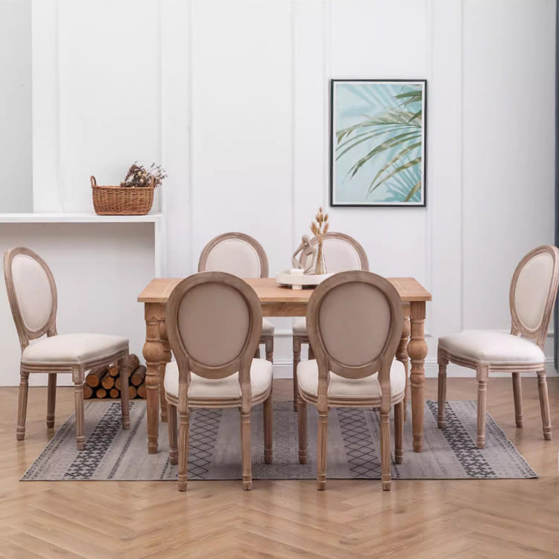 Special Offer Rubber Wood American Country Retro Dining Chair Old Round Back Chair Solid Wood Fabric Leisure Chair Hotel Coffee Chair