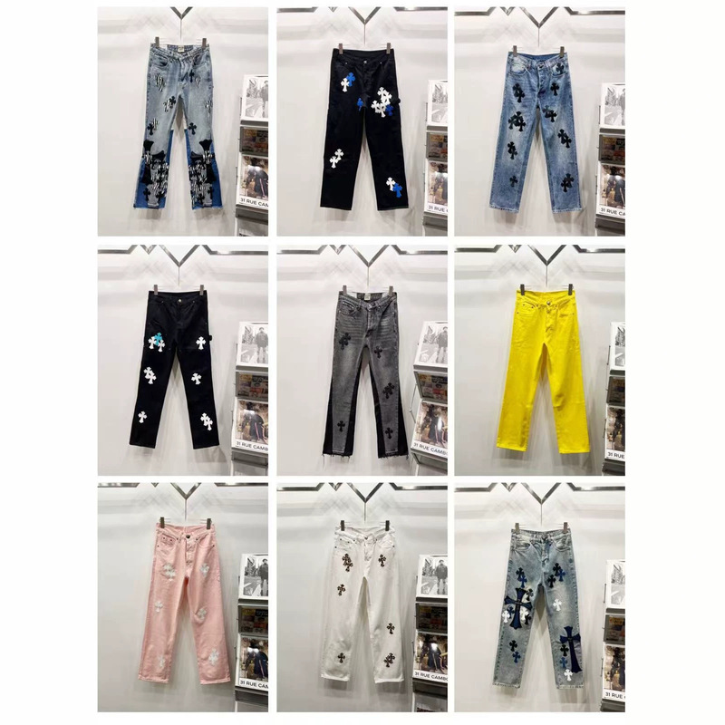 Correct version of high-quality CH Chrome metallic patch cross wash large size loose straight jeans in stock Correct version of high-quality CH Chrome metallic patch cross wash large size loose straight jeans in stock