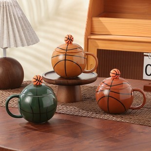 Basketball Cup Mug Sports Souvenir for Boys Water Cup Gift Basketball Theme Ceramic Cup Sports Souvenir