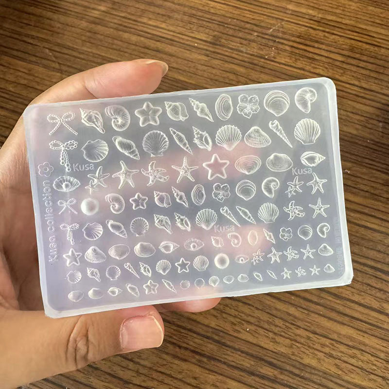 Cartoon nail art mold marine life shell conch silicone nail carving wearable nail tool same style as in nail salons