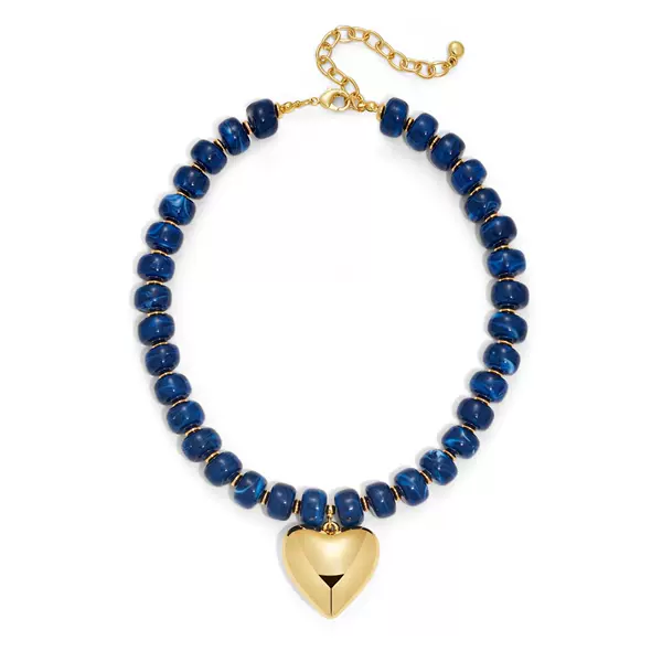 European and American Cross-Border New Products, Exaggerated Style, Gold-Colored Large Heart Pendant, Colorful Contrasting Beads Bracelet, Acrylic Bead Chain