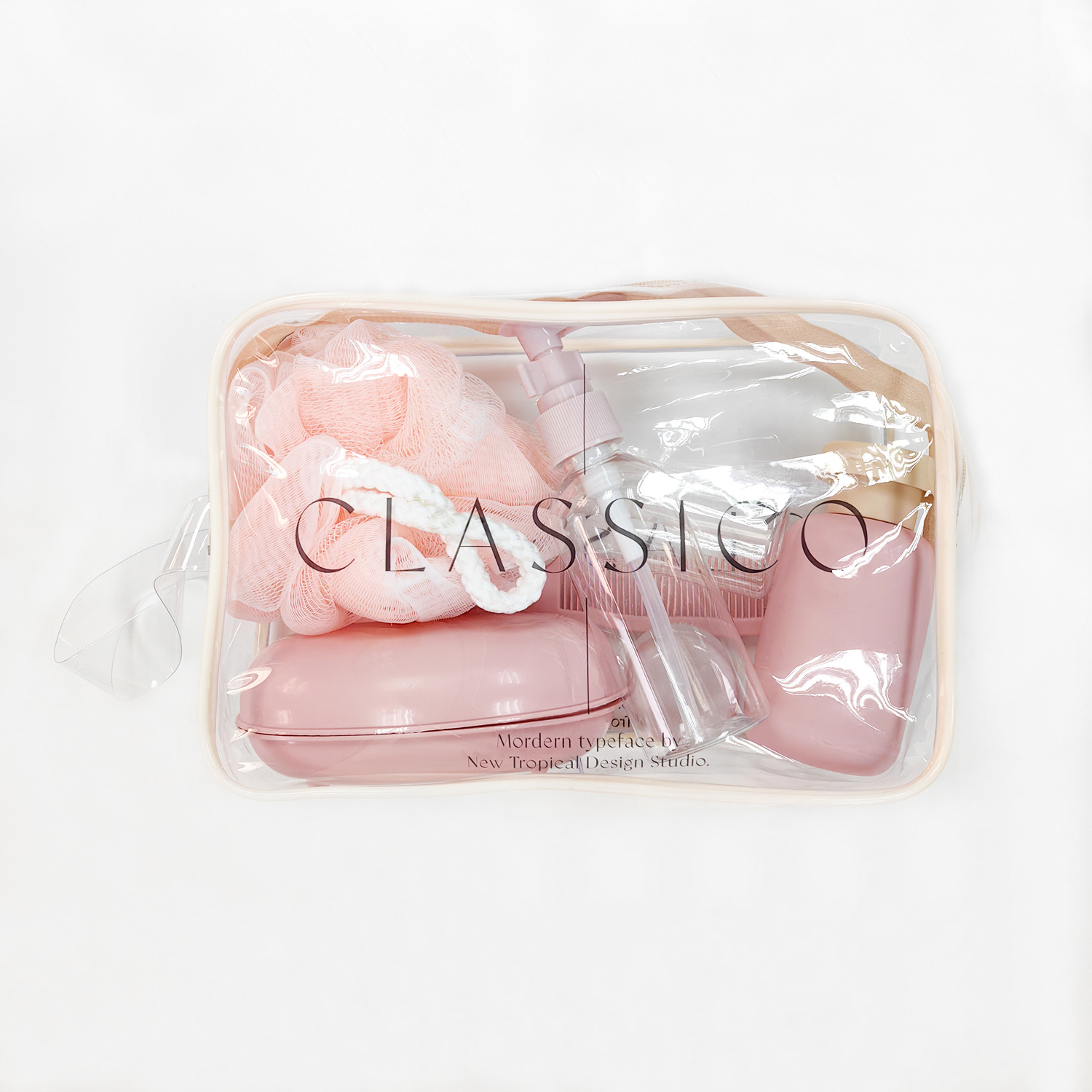 Juego de Bolsa de Aseo Portátil Transparente de Plástico para Viajes