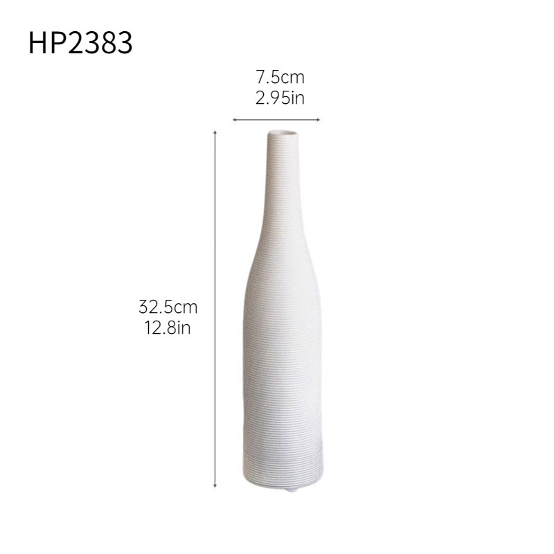 Jarrón de arte creativo a rayas blancas Adornos Wabi-Jifeng Mesa de sala de estar Accesorios para el hogar Pequeña flor de cerámica
