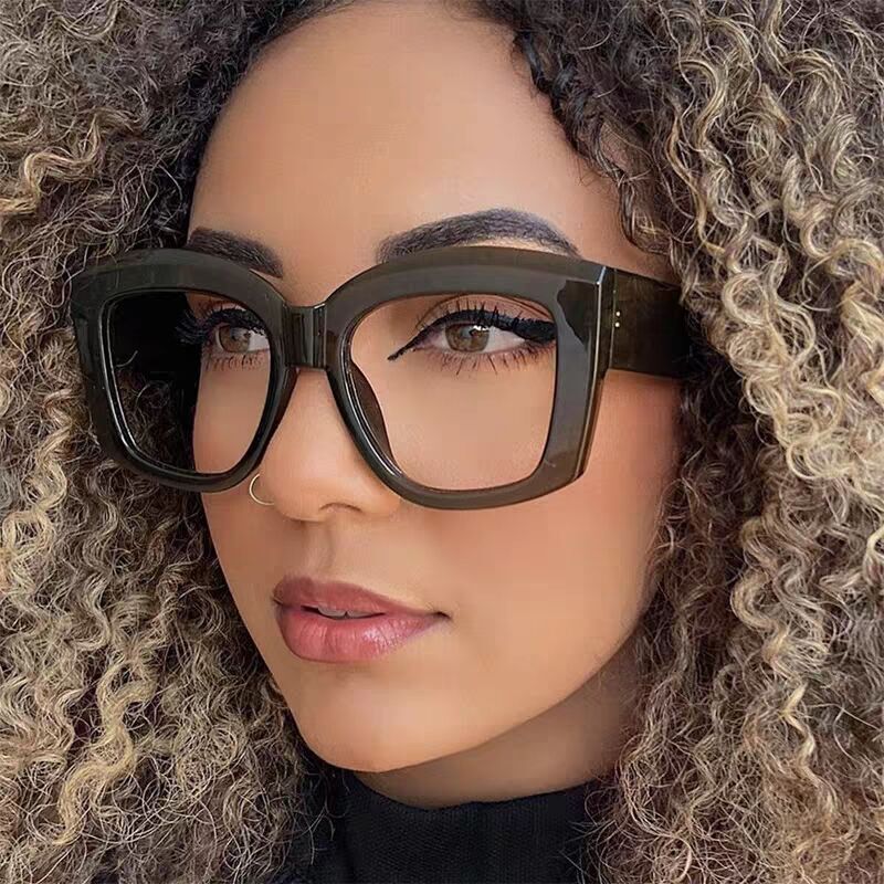 Oversized glasses frame female 2023 new anti-blue light large frame plain glasses ins glasses frame female concave shape F23013