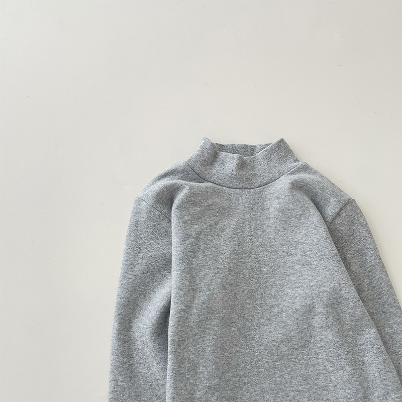 Camiseta de cuello medio elástica de 280 g para niños y niñas, estilo otoño 2026, talla 150-160
