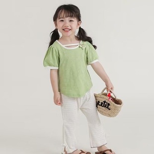 Girls' Tops Short-Sleeved Summer 2025 New Kidsren's Korean Fashion Bottoming Shirts for Baby Girls Summer Style T-Shirts