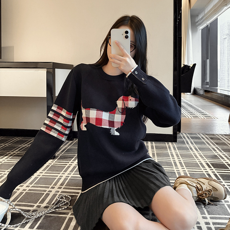 Tb Factory Direct Sales Puppy Pattern Knitwear 2025 New Men's and Women's Same Style Round Neck Autumn and Winter Thickeneded Trendyy Knitwear