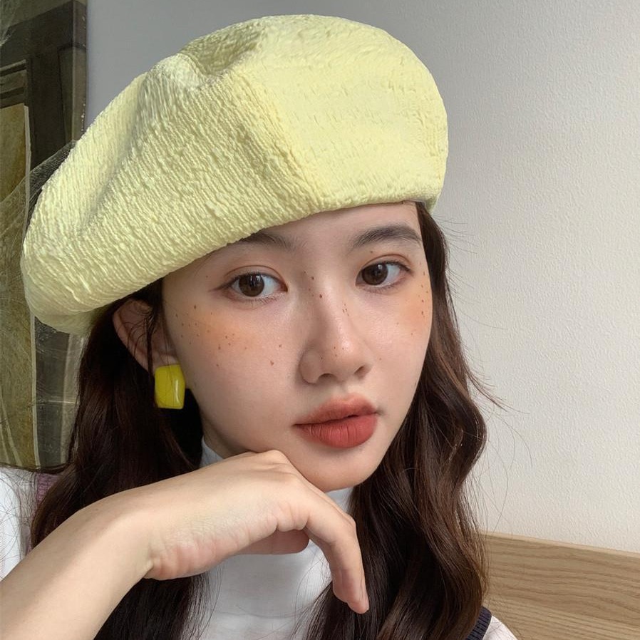 [Summer cream yellow] Show -faced Bayi hat female folds folded…