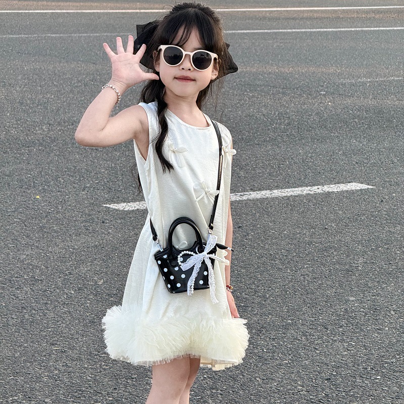 子供バッグ秋と冬の新しいレトロなオイルレザーポルカドットプリントミニハンドバッグ女の子親子クロスボディバッグ口紅バッグ|undefined