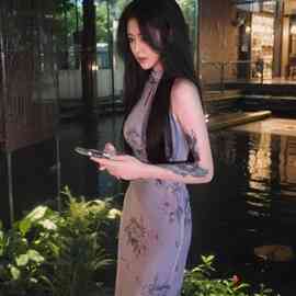 紫棠丁香新中式印花镂空改良旗袍裙女复古温柔风设计感小众开叉裙