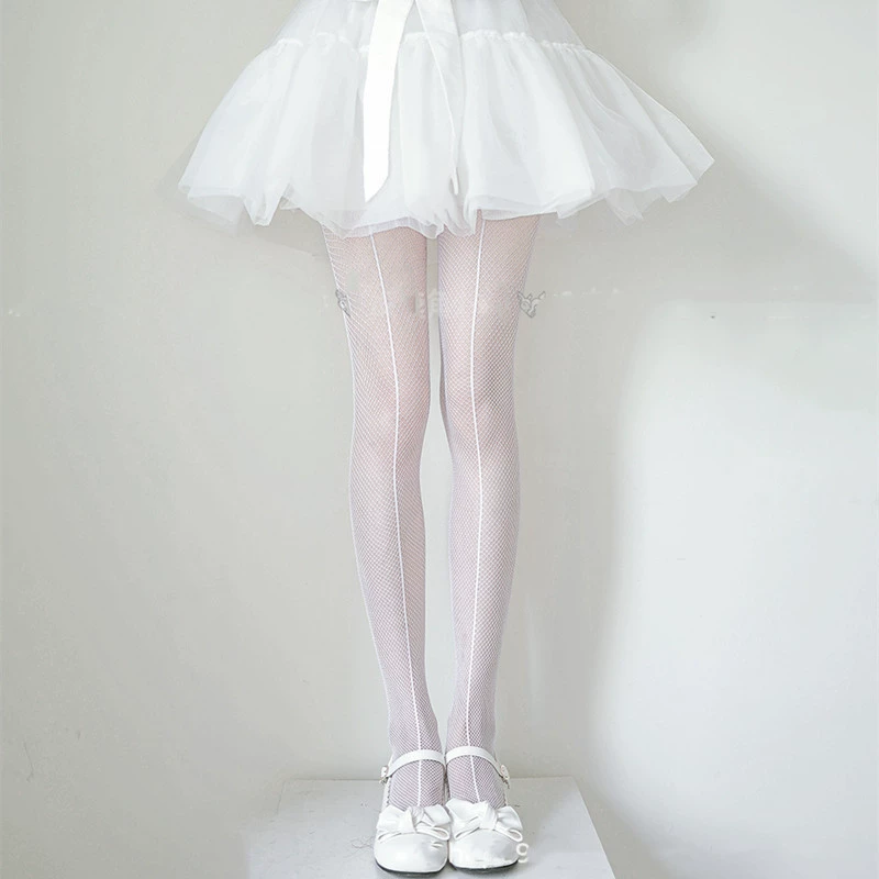 Tights (base) fishnet with bow, European style, plus size, one-size, multiple patterns