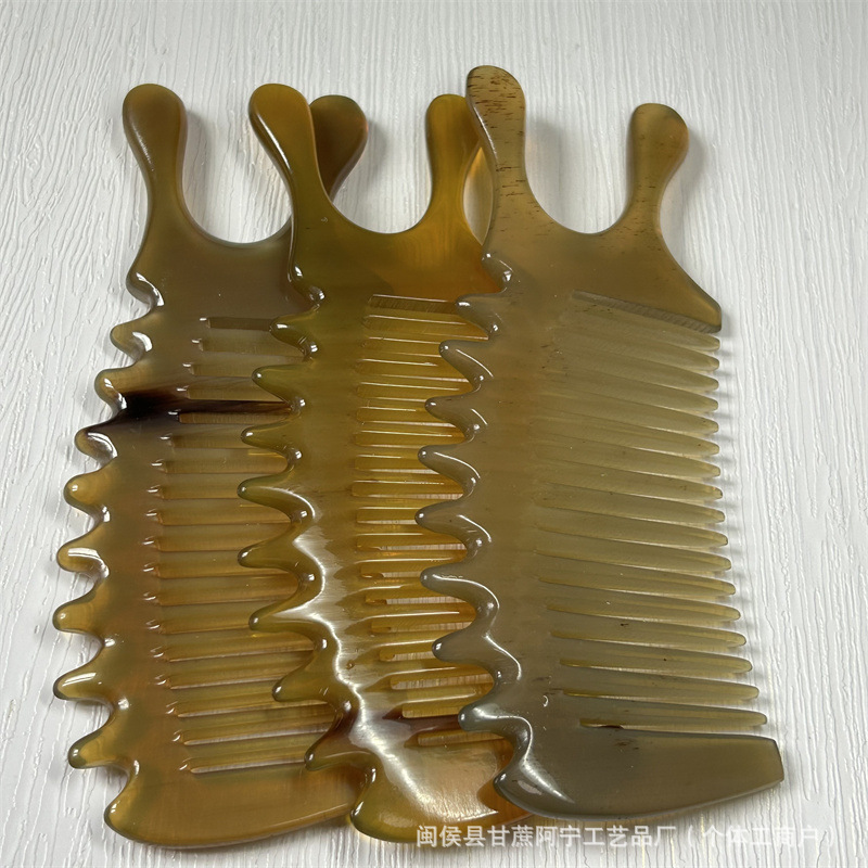 White Yak Horn Fine Tooth Comb Thickened Massage Comb 10-15CM Daily Hair Care Tool overview