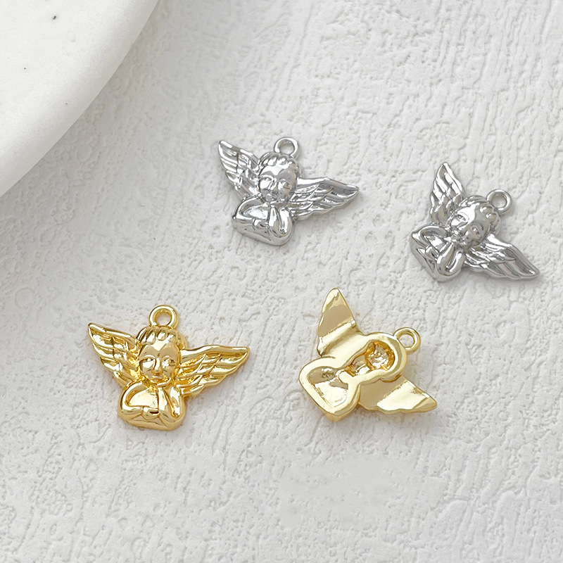 14k保色镀真金天使吊坠diy手工饰品手链项链耳饰珍珠串珠配件材料