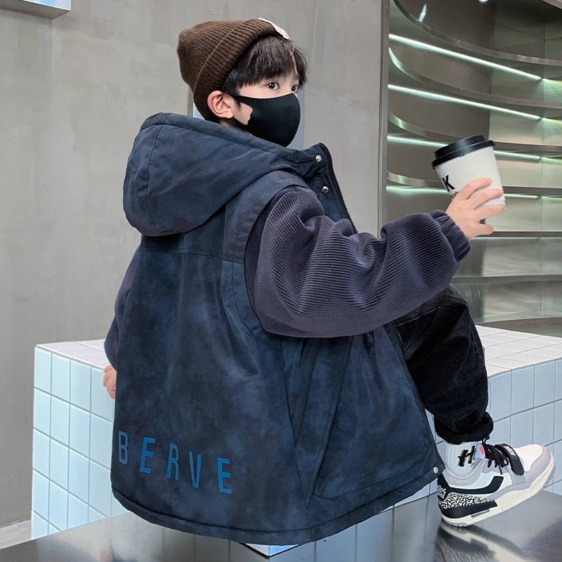 男童冬装棉衣2025新款加绒中大儿童棉袄冬季男孩加厚外套派克棉服
