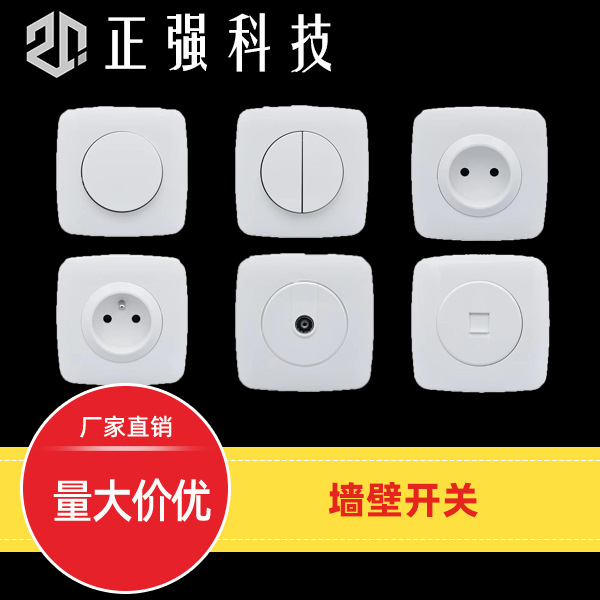 外贸专供工厂直销批发非洲法式欧式墙壁开关家用装修塑料全白