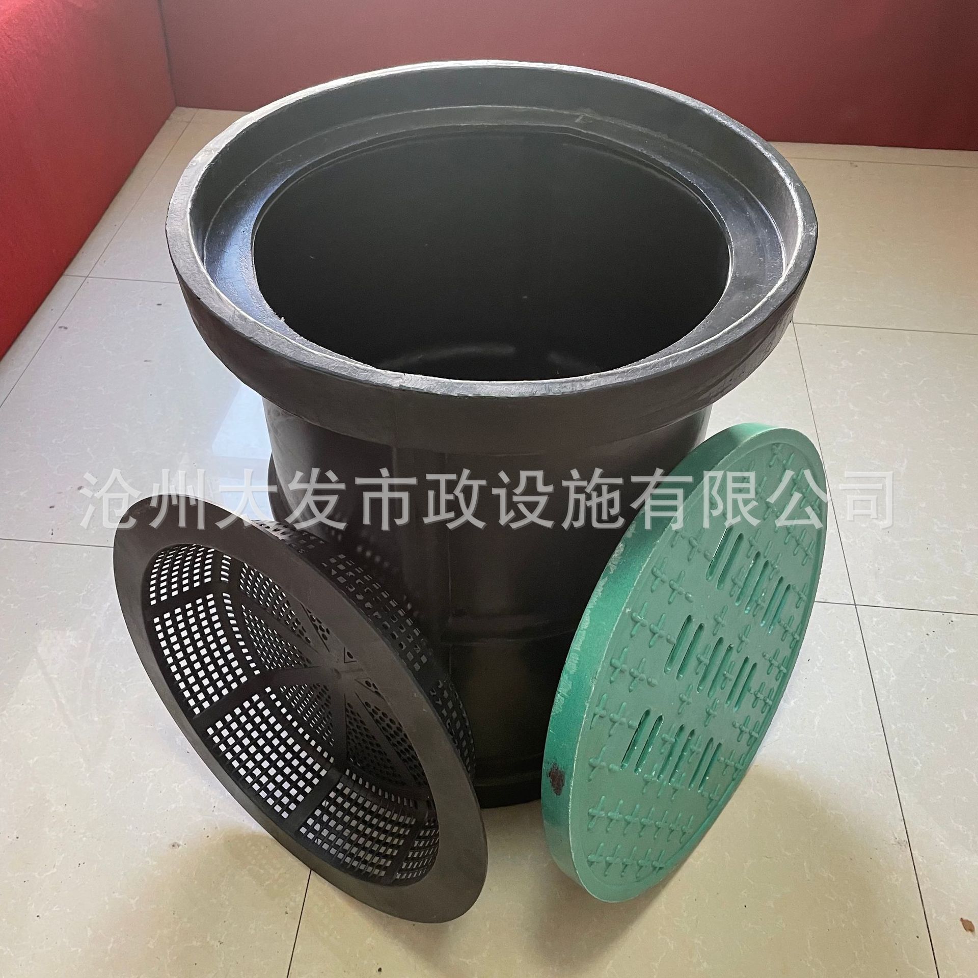 塑胶成品雨水渗透井 黑色方口注塑溢流井 公园圆口集水截污检查井
