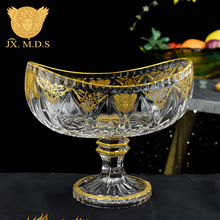 美杜莎 欧式创意水滴花船型果斗水晶玻璃果盘客厅家用果斗批发