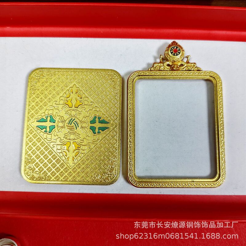 藏式钛钢珐琅彩双面玻璃唐卡画壳坦诚金刚杵嘎乌盒吊坠多款可选|undefined