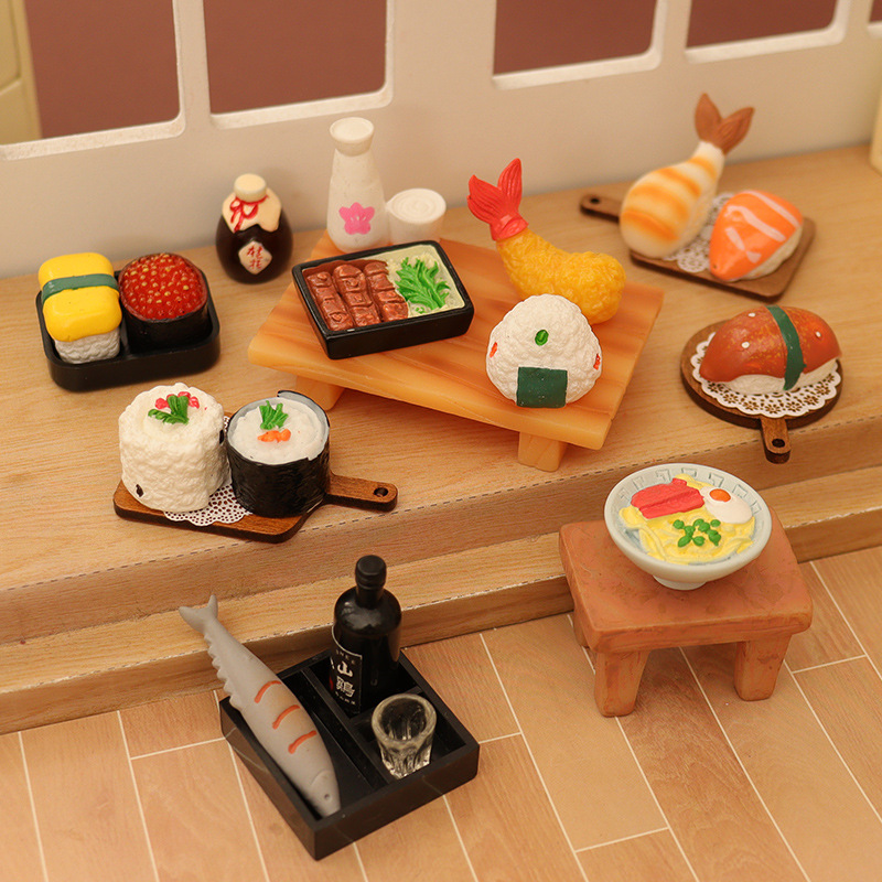 일본 식료품 점 Zakka 미니어처 미니 푸드 플레이 모델 창조적 인 마이크로 풍경 DIY 조경 장식 작은 장식품
