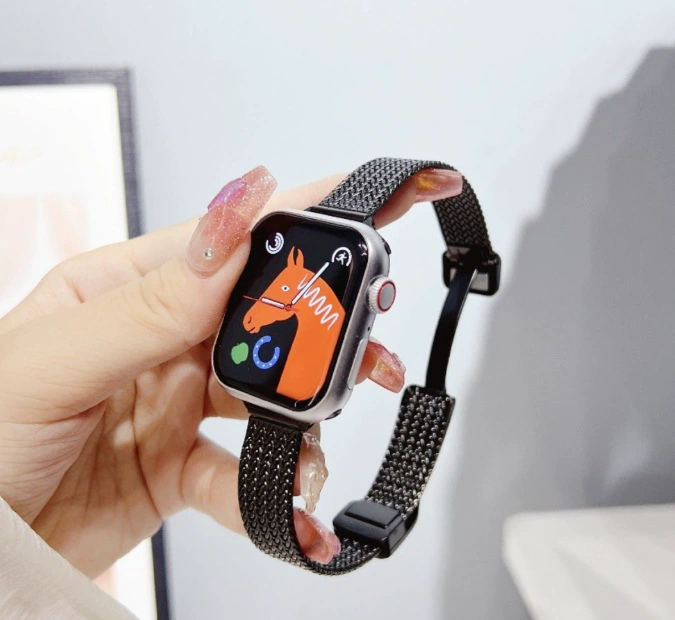 Ремешок для Apple Watch 9, металл из нержавеющей стали, тонкий женский