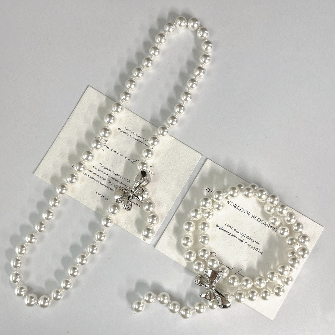 Fashionable design universal necklace with bow from pearl