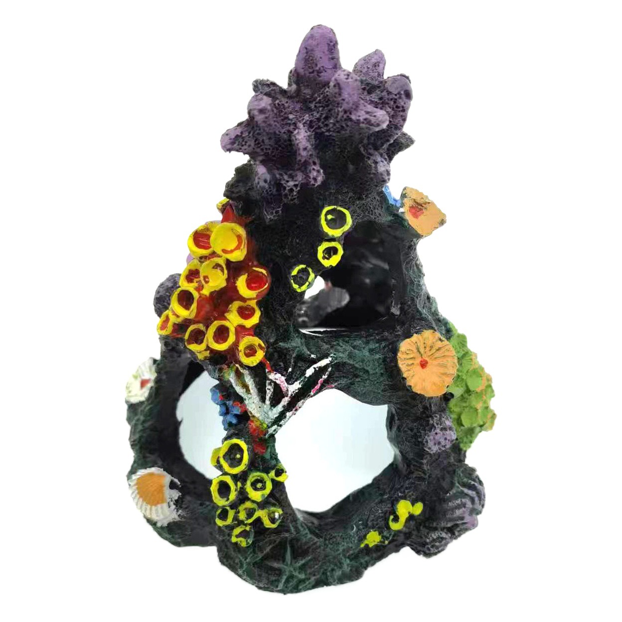 Venta caliente transfronteriza simulación de adornos de arrecifes de coral pecera acuario decoración paisajismo imitación submarina hierba resina refugio casa