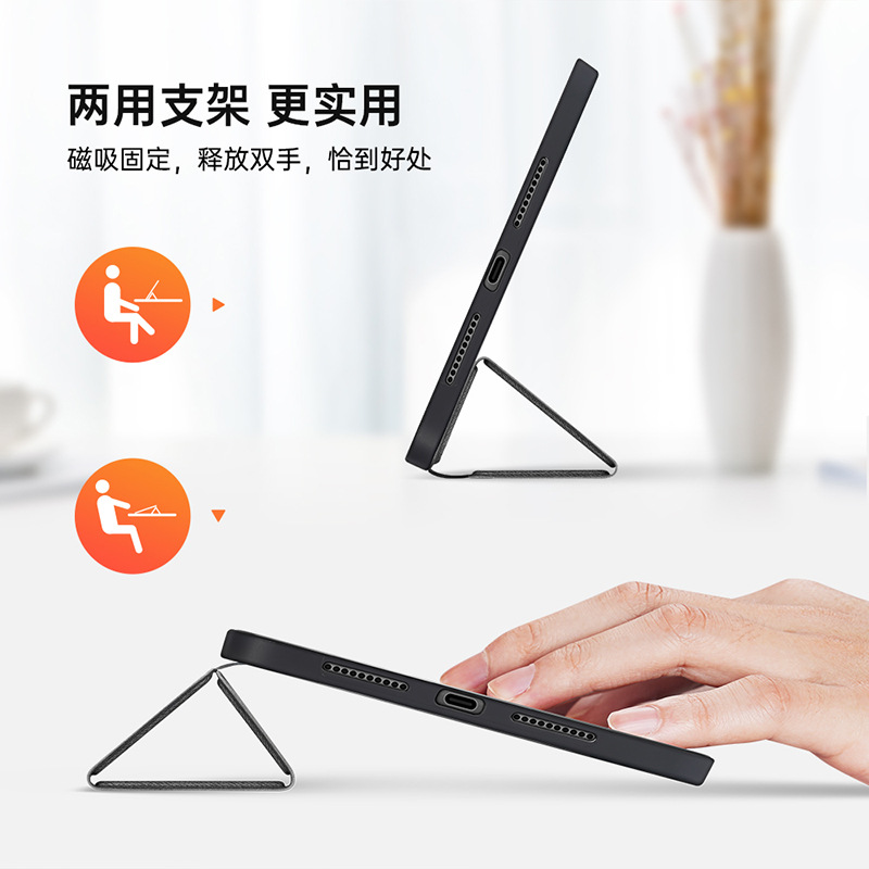 Funda protectora para iPad Mini7 con ranura para lápiz, tapa abatible, modo de suspensión, carcasa suave de TPU, funda de cuero triple, cierre magnético