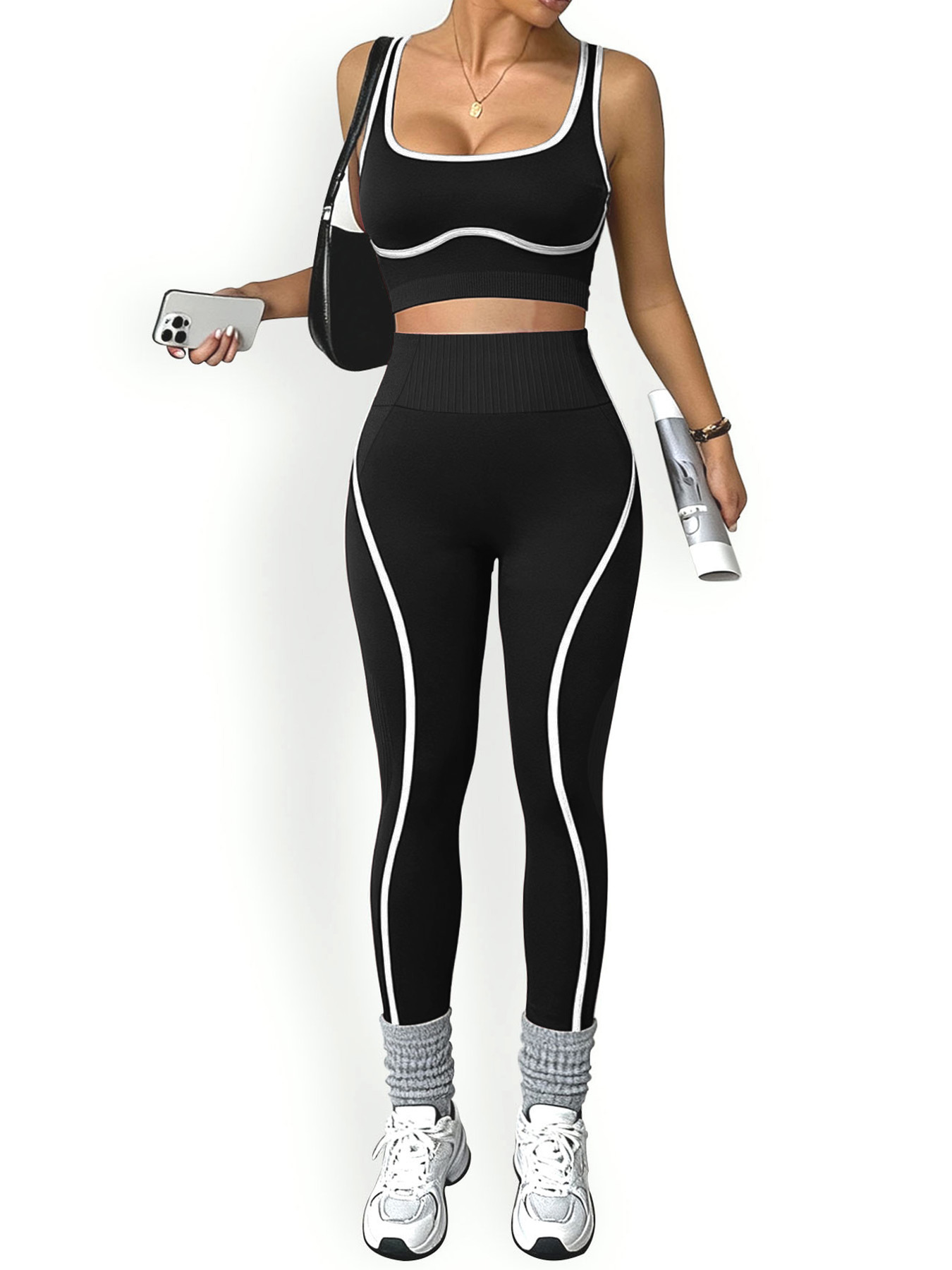 Dames sportset yoga legging push-up sneldrogend fitnesspak_voghion.com