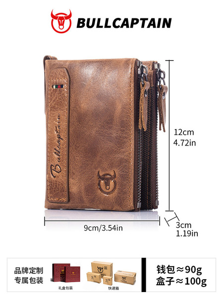 Retro wallet with zipper for leisure