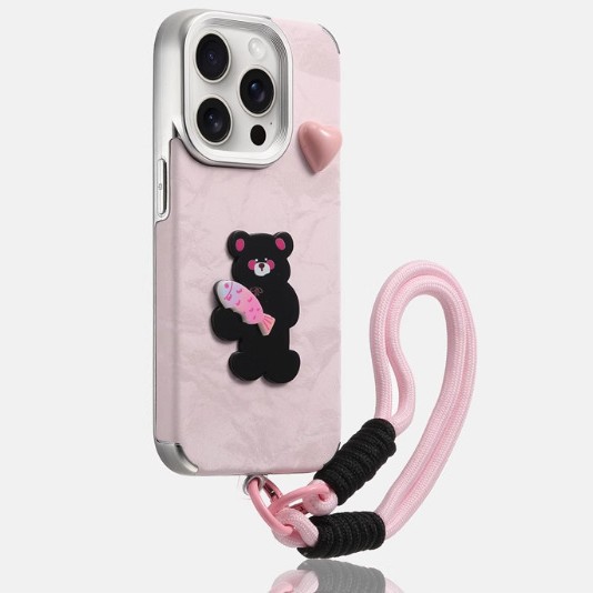 Bordado de dibujos animados de invierno para animales pequeños Apple 16promax funda para teléfono móvil 14pro/15pro niñas 13/14