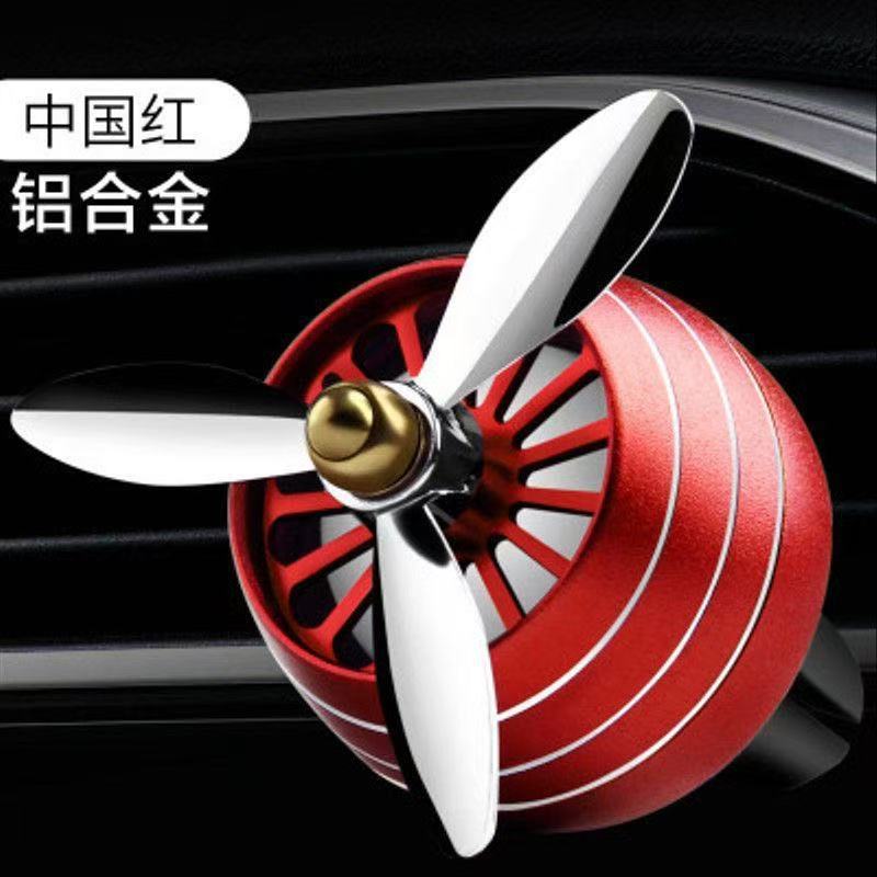 Car Decorative Aromatherapy with Light Aluminum Alloy Small Fan Air Conditioner Air Outlet Ornaments Car Interior Decoration Ornaments