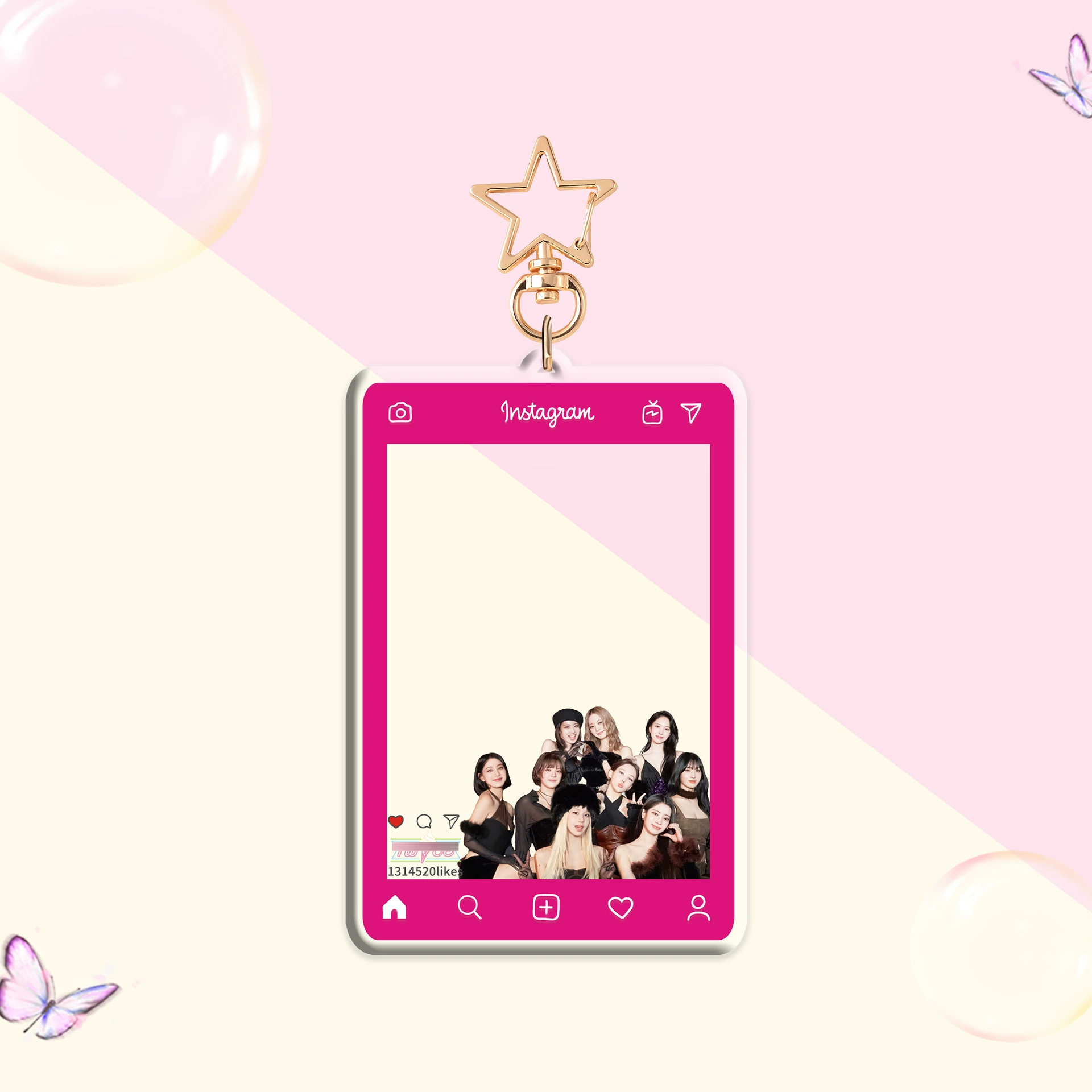 Светло-розоваяInk StrayKids (G) I-DLE акриловый брелок с фоторамкой INS звезда вокруг