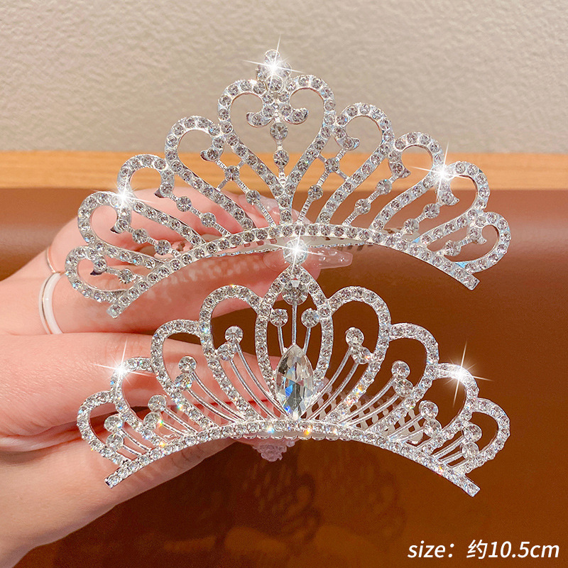 Corona de las niñas accesorios para el cabello rendimiento de cumpleaños de los niños brillante perla Rhinestone corona princesa peine del pelo vestido accesorios horquilla